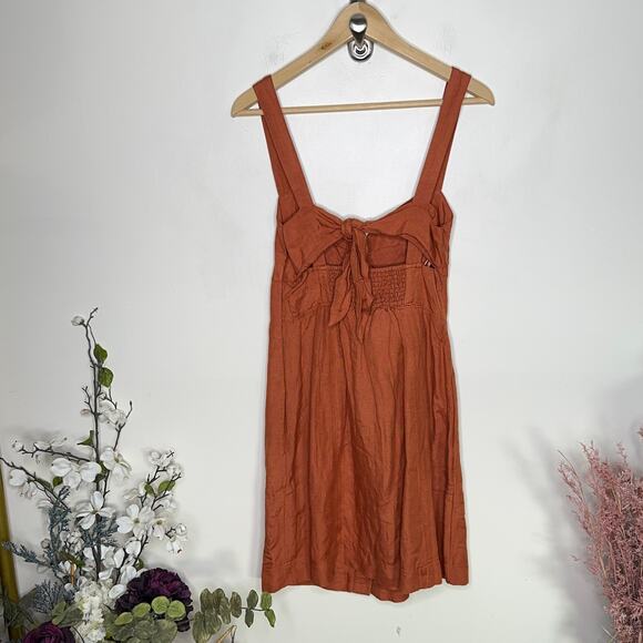 ANTHROPOLOGIE x MAEVE Linen Twist Front Mini Dress Rusted Orange {G12} - Picture 5 of 7